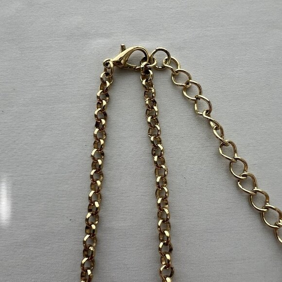 Orange Lucite Gold Tone Festoon Bib Style Dangle Costume Fashion Estate Necklace - Picture 5 of 7